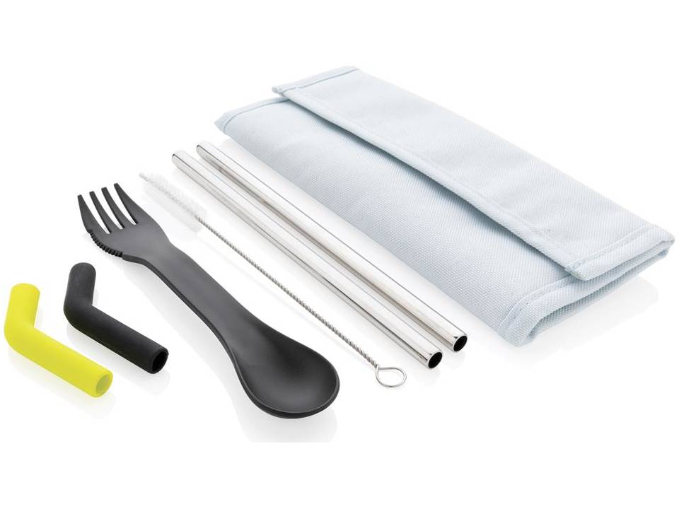 Tierra 2pcs straw and cutlery set in pouch 7