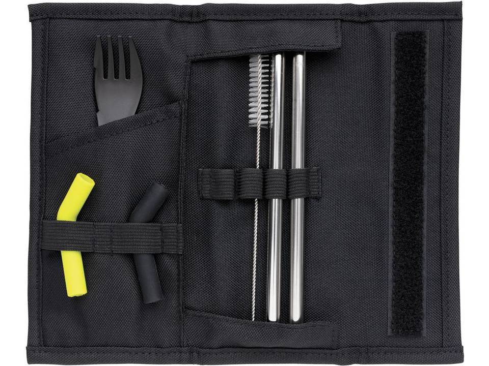 Tierra 2pcs straw and cutlery set in pouch 13