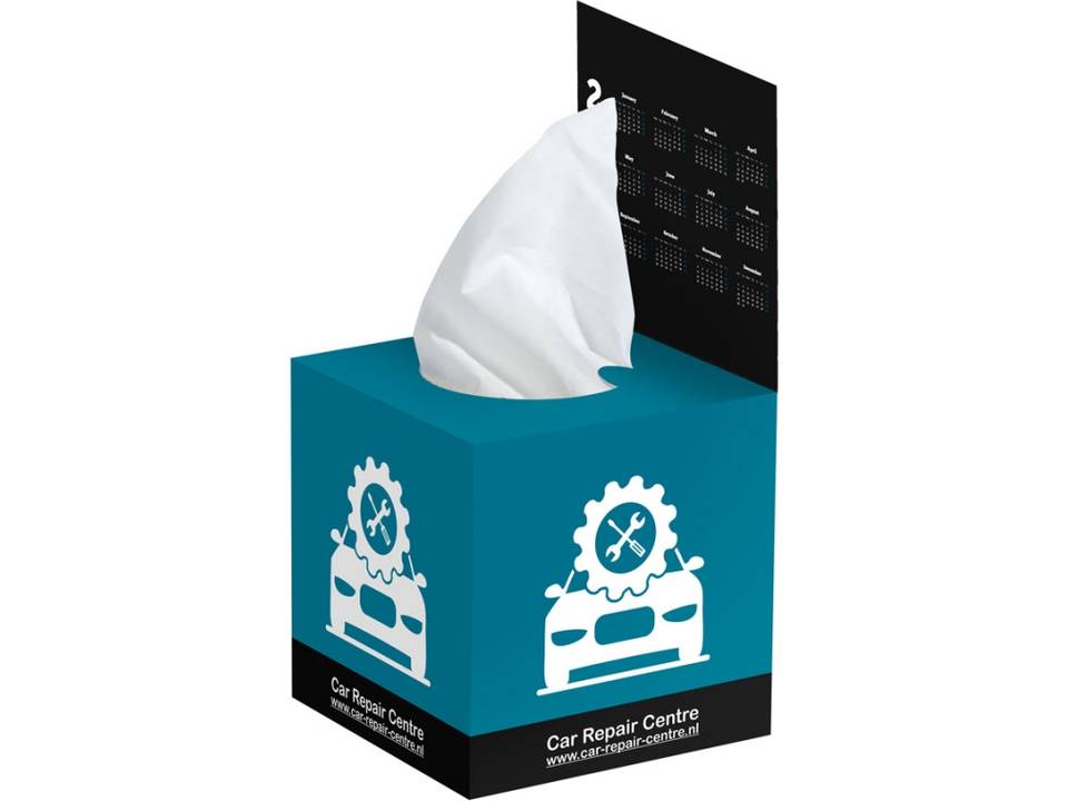 Tissue box met flap