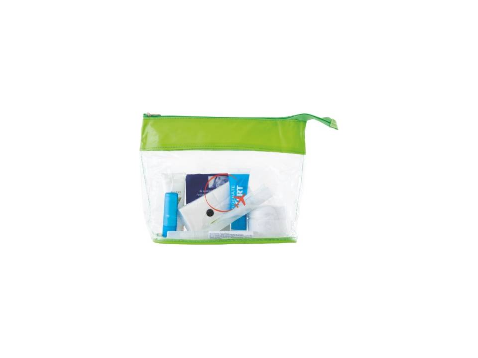 Toiletry bag transparant with coloured band