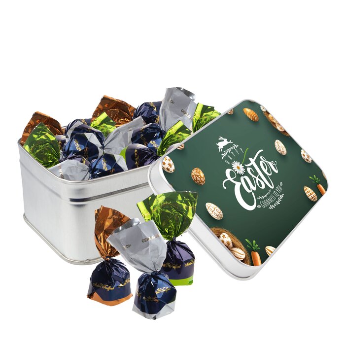 Blik met praline bonbons