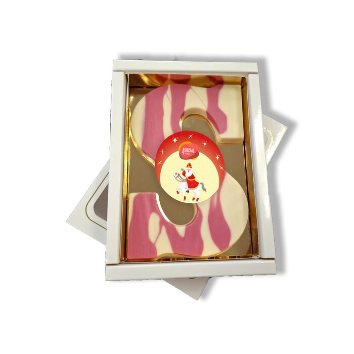 Sint Roze: wit crème letter aardbei