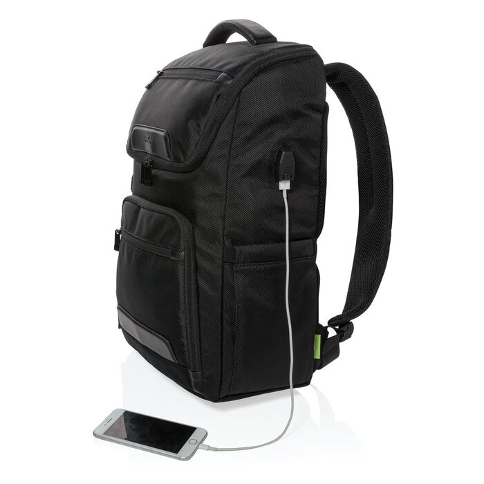 Swiss Peak RPET Voyager USB RFID laptop rugzak