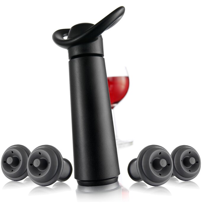 Wine Saver Concerto Black Gift Pack (1 Pump,4 Wine Stoppers)