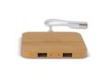 Wireless charger bamboo with 2 USB HUBS 5W