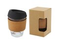 Lidan 360 ml borosilicate glass tumbler with cork grip and silicone lid 18