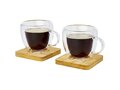 Manti 2-piece 100 ml double-wall glass cup with bamboo coaster 4