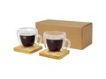 Manti 2-piece 100 ml double-wall glass cup with bamboo coaster 1