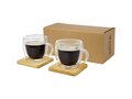 Manti 2-piece 250 ml double-wall glass cup with bamboo coaster