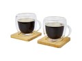 Manti 2-piece 250 ml double-wall glass cup with bamboo coaster 3