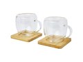 Manti 2-piece 250 ml double-wall glass cup with bamboo coaster 5
