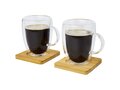 Manti 2-piece 350 ml double-wall glass cup with bamboo coaster 4