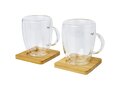 Manti 2-piece 350 ml double-wall glass cup with bamboo coaster 6