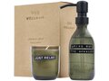 Wellmark Discovery 200 ml hand soap dispenser and 150 g scented candle set - dark amber fragrance