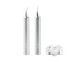 2 silver candles with glass holder