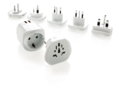 Earthed world travel adapter set with USB ports