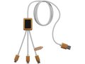 SCX.design C39 3-in-1 rPET light-up logo charging cable with squared bamboo casing