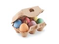 6 chalk eggs in a egg box