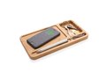 Bamboo desk organiser 5W wireless charger 5