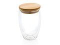 Double wall borosilicate glass with bamboo lid 350ml