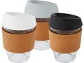 Lidan 360 ml borosilicate glass tumbler with cork grip and silicone lid