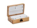TWS earbuds in bamboo case
