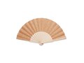 Wood hand fan with cork fabric