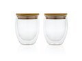 Double wall borosilicate glass with bamboo lid 250ml 2pc set 6