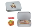 Silver tin with Haribo gummy bears