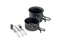 2 camping pots with cutlery