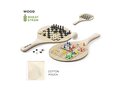 Beach rackets with chess, checkers and parcheesi board