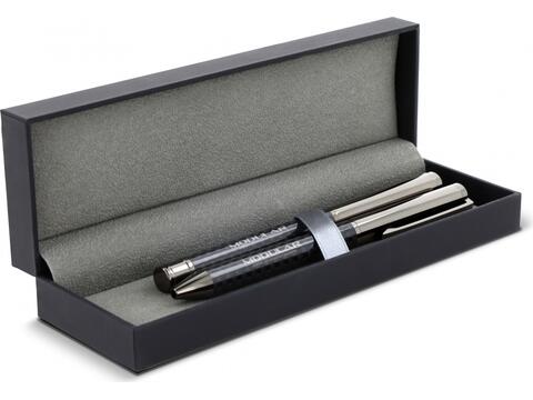 Metal ball pen and roller ball pen set in gift box