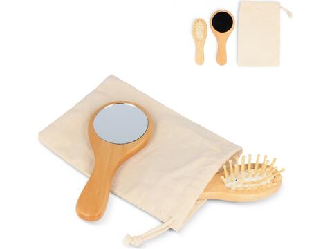 Bamboo Brush & Mirror set