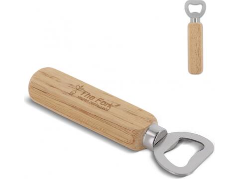 Bottle opener with wooden handle