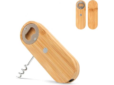 Multifunctional bamboo bottle opener