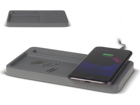 Desk organizer with wireless charger limestone 5W