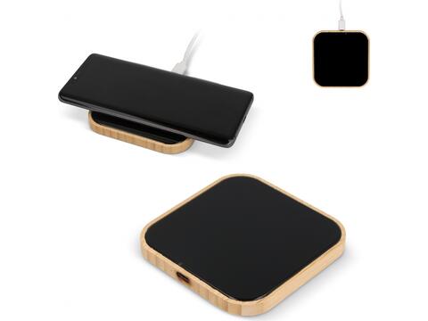 Wireless charger bamboo & glass 10W