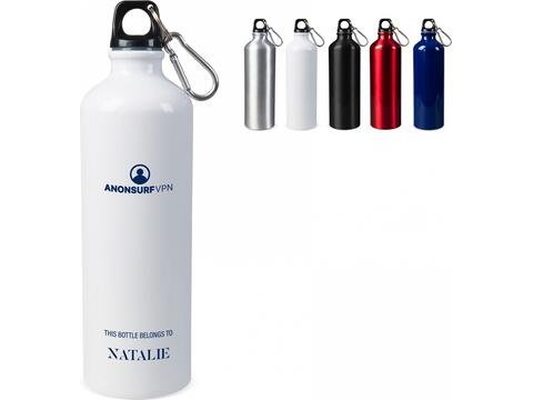 Water bottle aluminum with carabiner 750ml