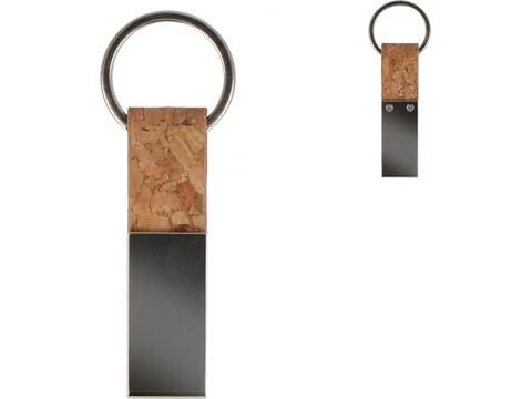 Keyring Cork & Metal rectangular