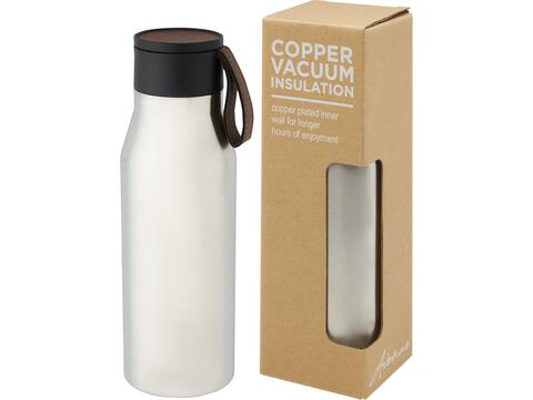 Ljungan 500 ml copper vacuum insulated stainless steel bottle with PU leather strap and lid