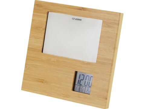 Sasa bamboo photo frame with weather station