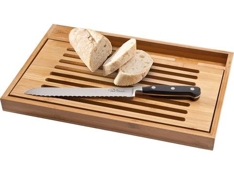 Cutting board with bread knife