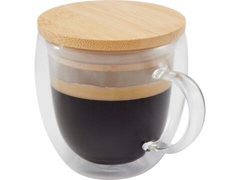 Lenora 250 ml glass cup with bamboo lid
