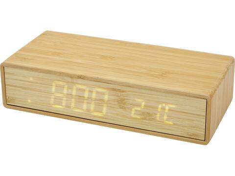 Minata bamboo wireless charger with clock