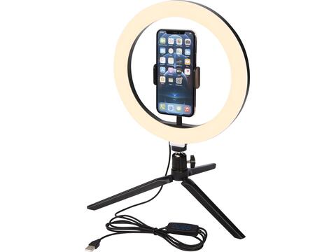 Studio ring light with phone holder and tripod