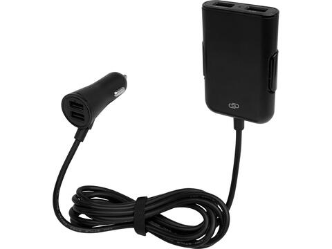 Pilot dual car charger with QC 3.0 dual back seat extended charger
