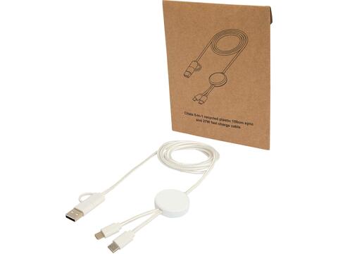 Citala 5-in-1 recycled plastic 150 cm data sync and 27W fast charge cable