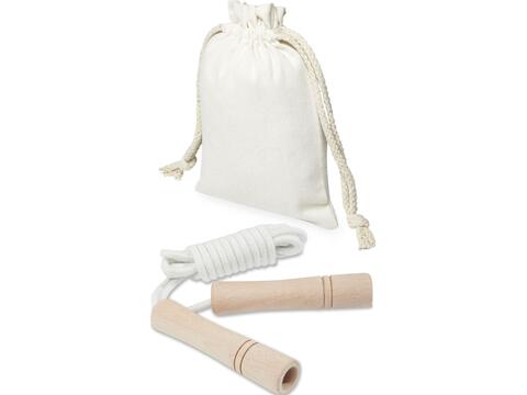 Denise wooden skipping rope in cotton pouch