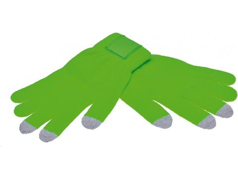 Touch screen gloves with label