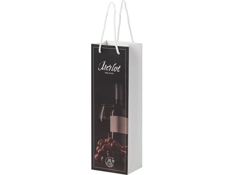 Handmade integra paper wine bottle bag with plastic handles